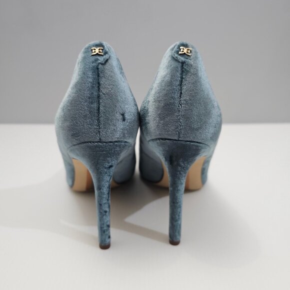 Sam Edelman Hazel Heel Pump Pointed Toe Stiletto Teal Velvet Size 8 NEW - Picture 9 of 14